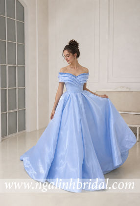 BABY BLUE GLOSSY GOWN